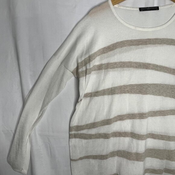 Peruvian Connection Knit Pima Cotton Striped Tunic Striped Cream Brown X-Small - Picture 4 of 9